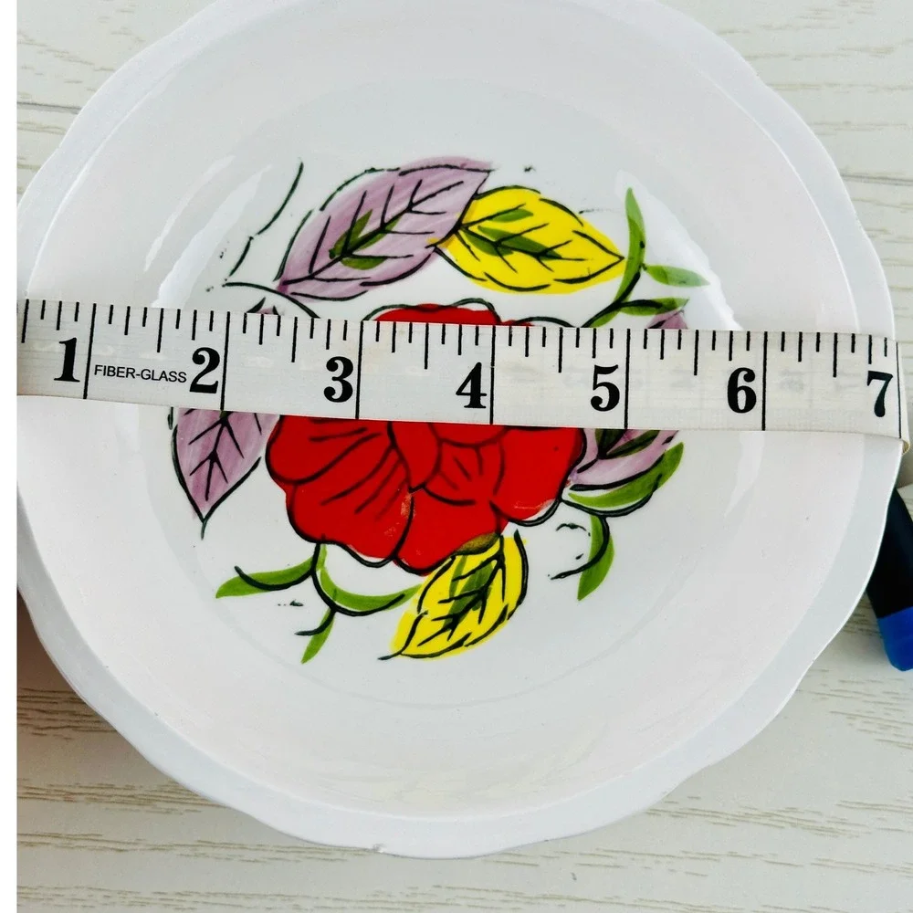 Vintage Japan Floral Bowl Red Rose Ceramic Scalloped Edge Small‎ Dish